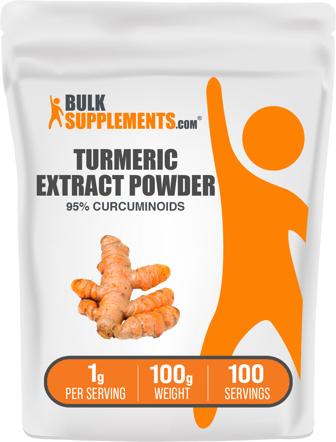 BulkSupplements.com Turmeric Extract Powder 100g bag image