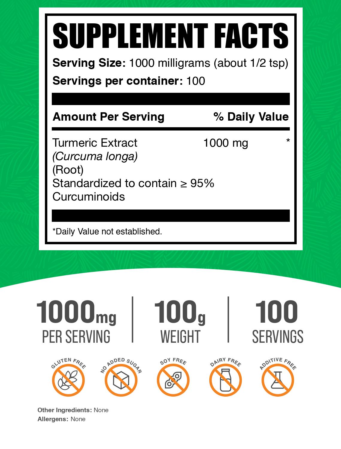 Turmeric Extract powder label 100g