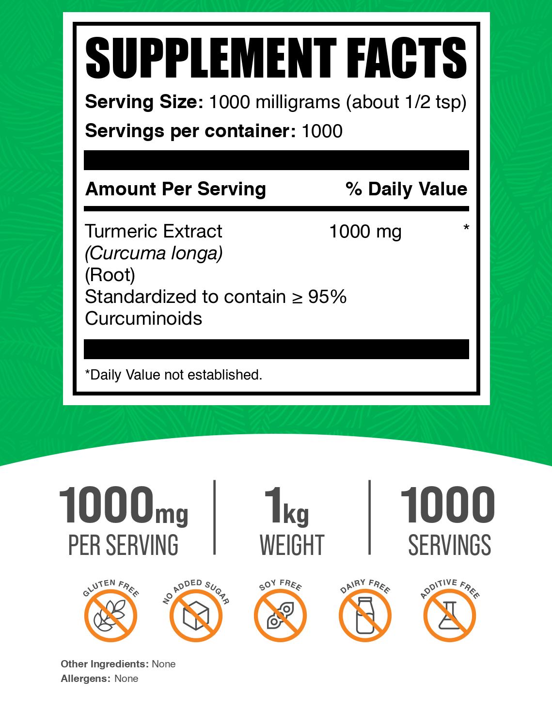 Turmeric Extract powder label 1kg