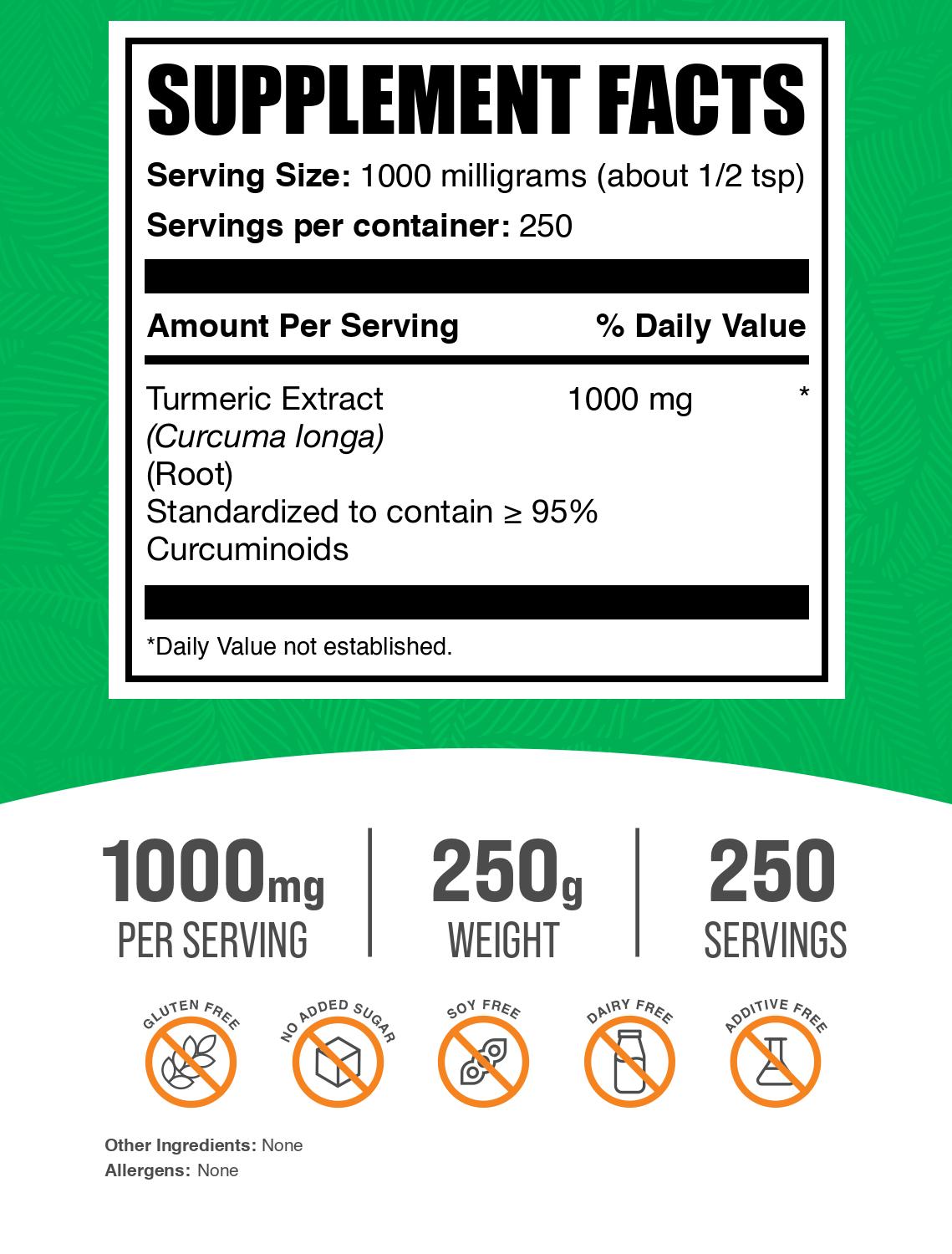 Turmeric Extract powder label 250g