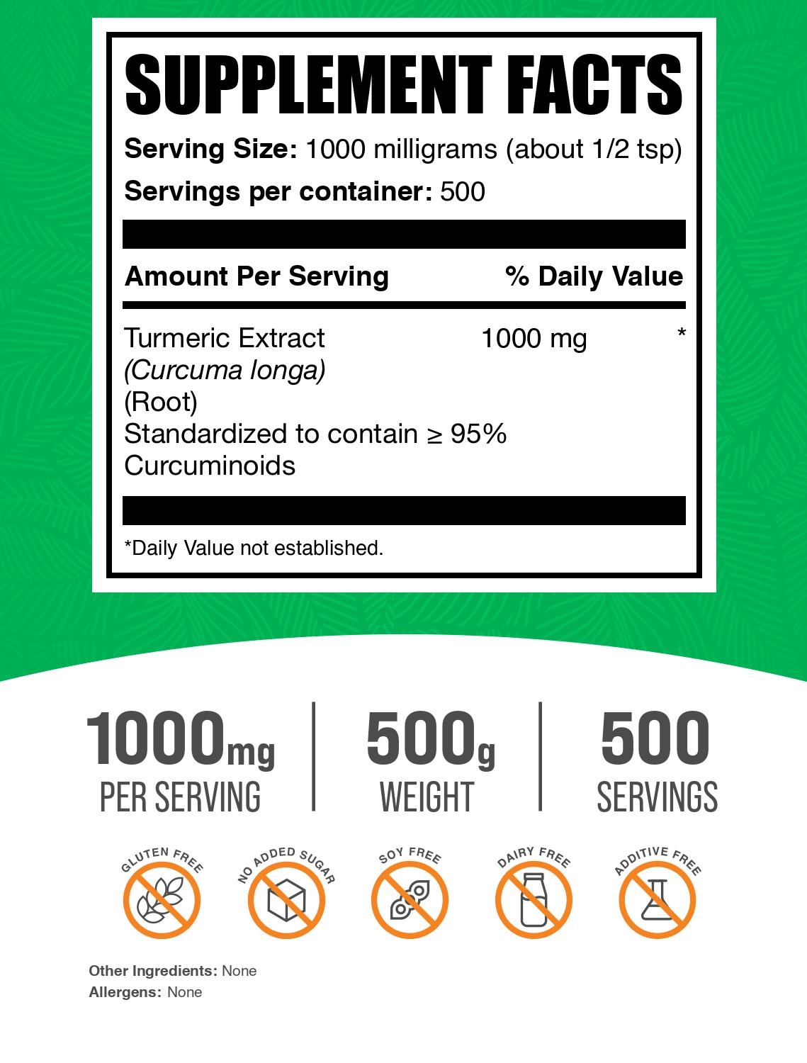 Turmeric Extract powder label 500g