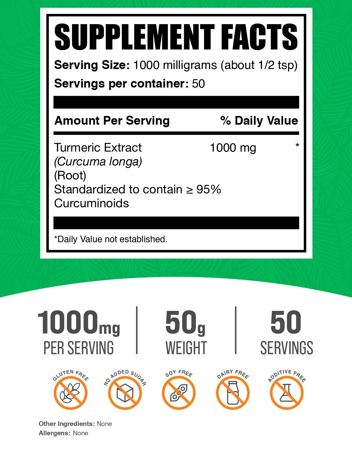 Turmeric Extract powder label 50g