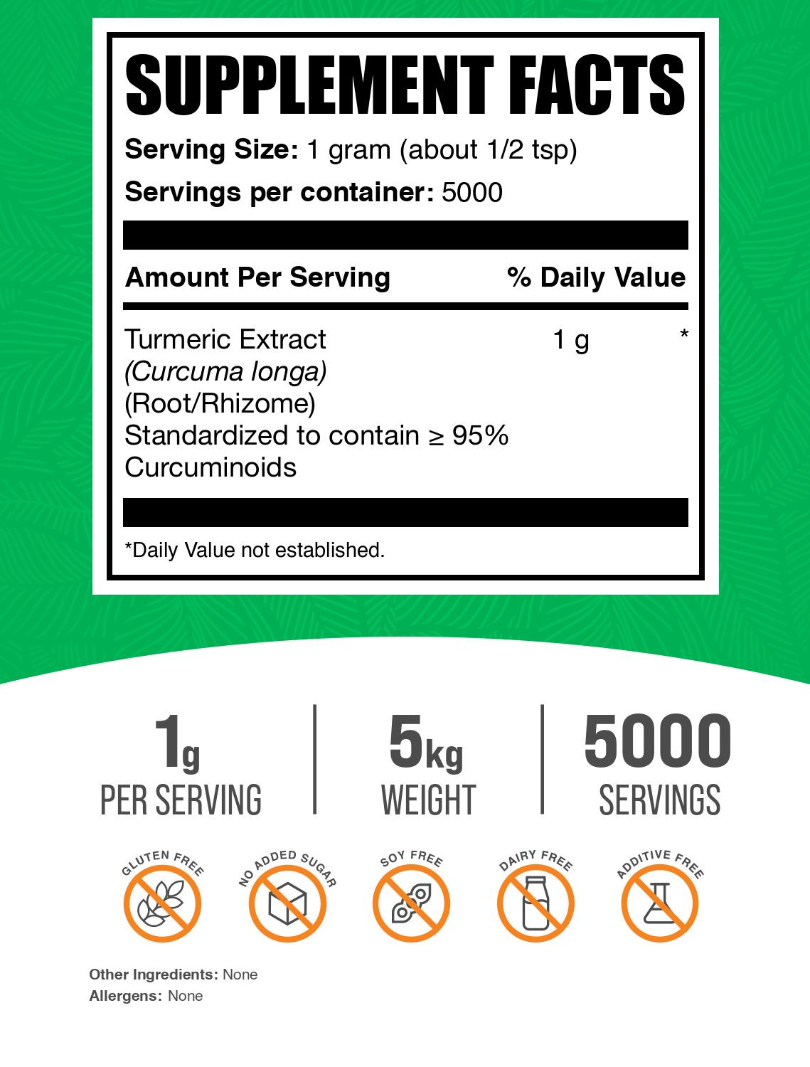 Turmeric Extract (95% Curcuminoids) powder label 5kg