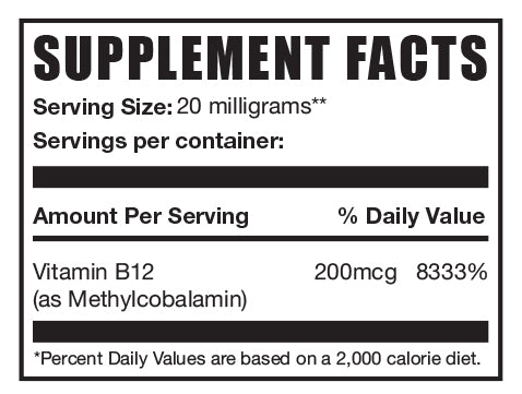 Vitamin B12 1% Methylcobalamin powder mini label