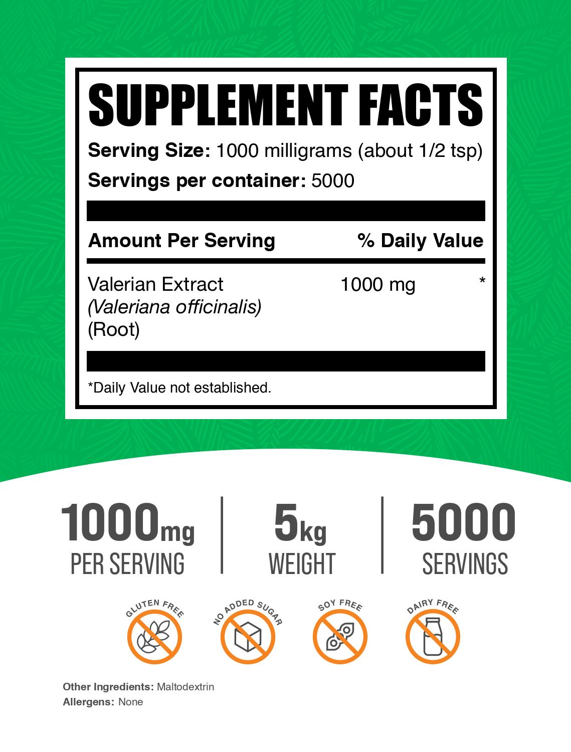 Valerian Root Extract powder label 5kg