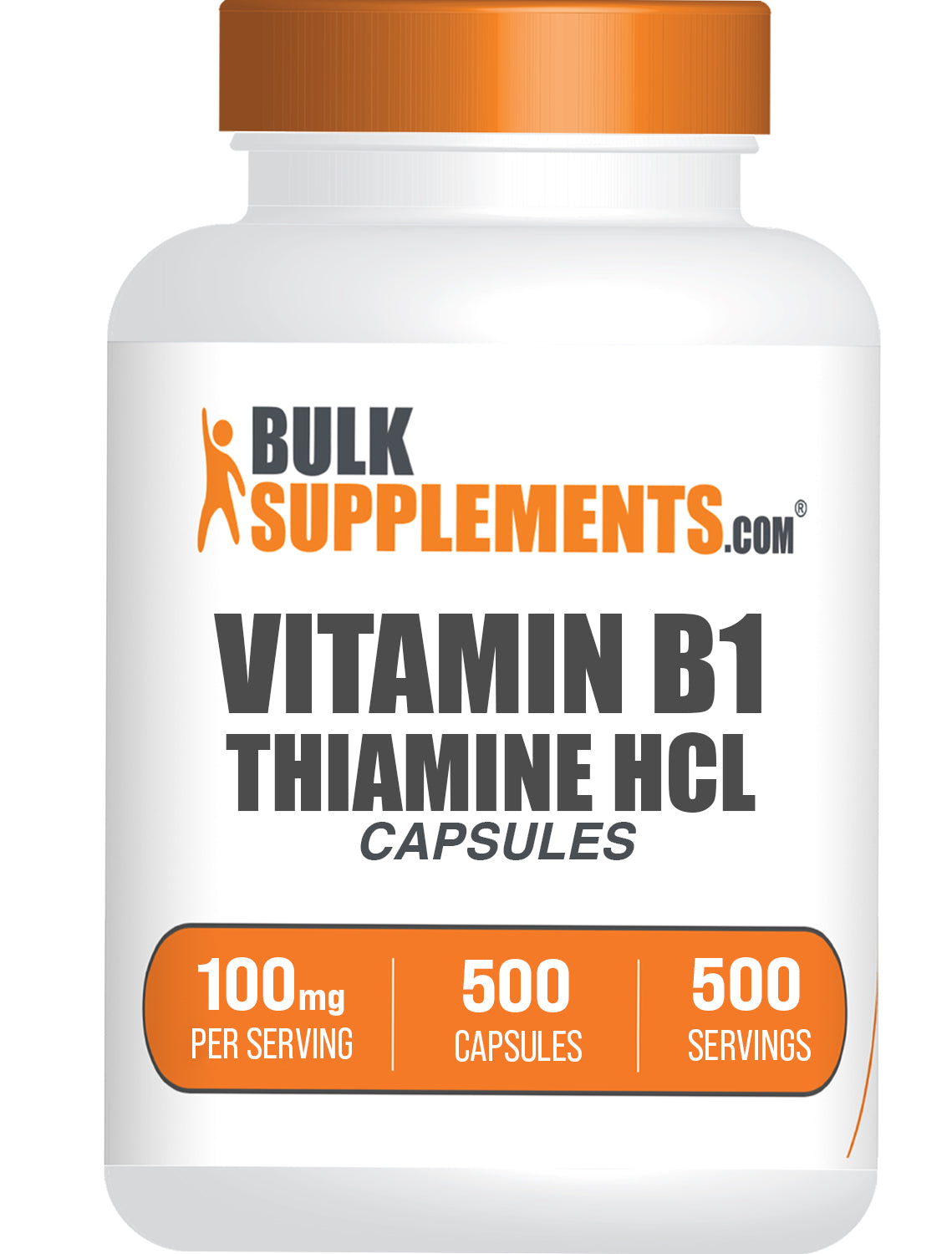 BulkSupplements.com Thiamine HCl (Vitamin B1) Capsules 500 ct bottle image
