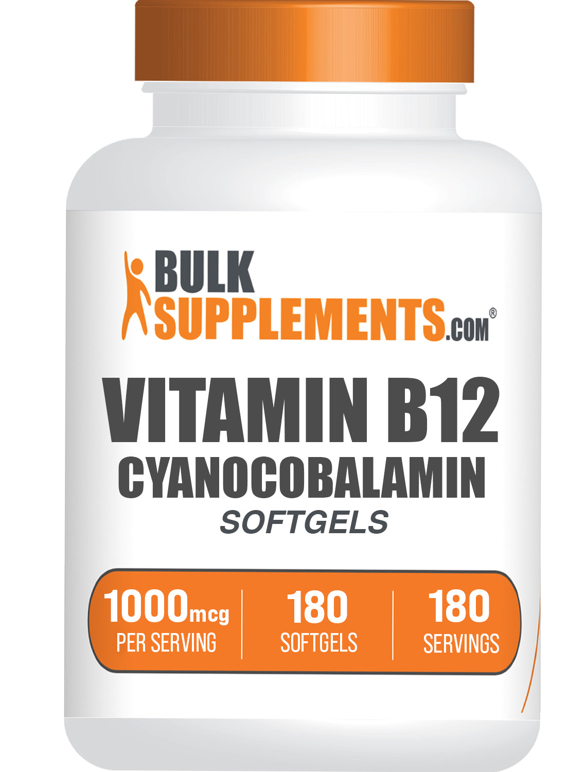 BulkSupplements.com Vitamin B12 Cyanocobalamin Softgels 1000mcg 180 ct bottle image