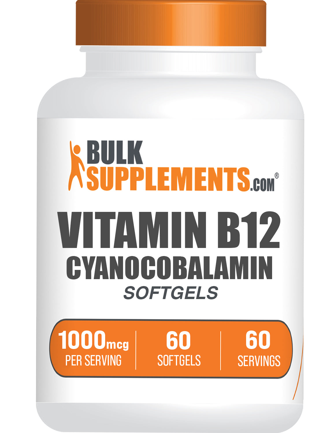 BulkSupplements.com Vitamin B12 Cyanocobalamin Softgels 1000mcg 60 ct bottle image