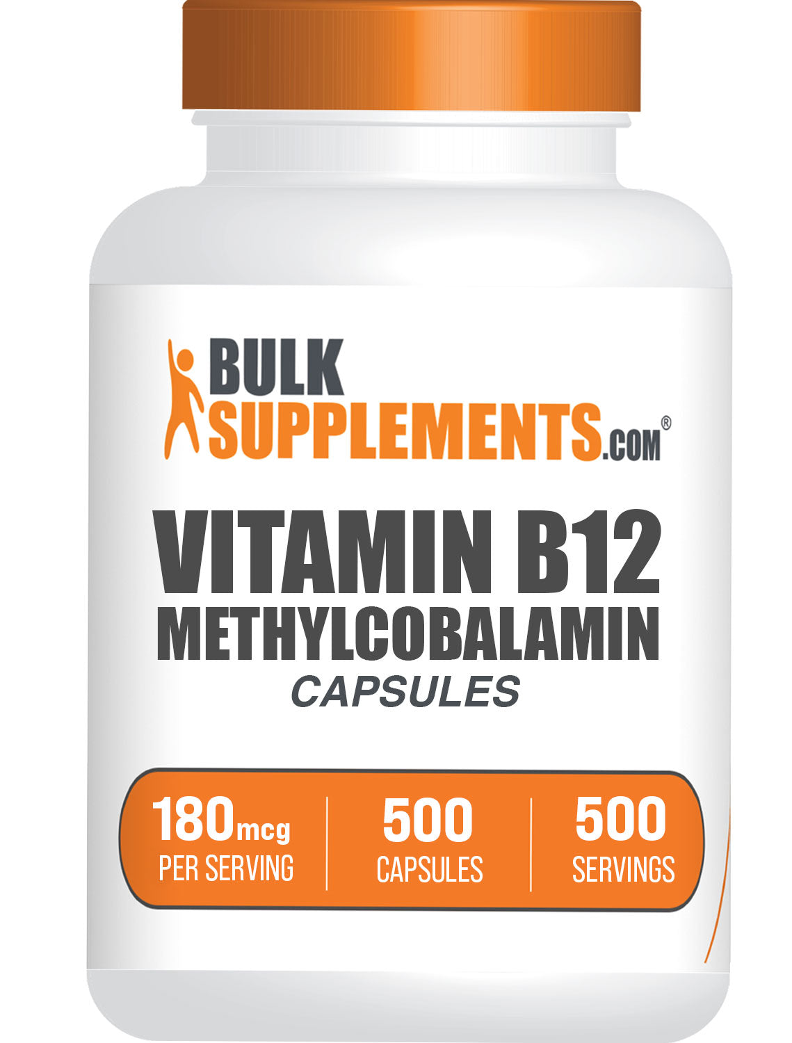 BulkSupplements.com Vitamin B12 (1% Methylcobalamin) 500 Capsules bottle image