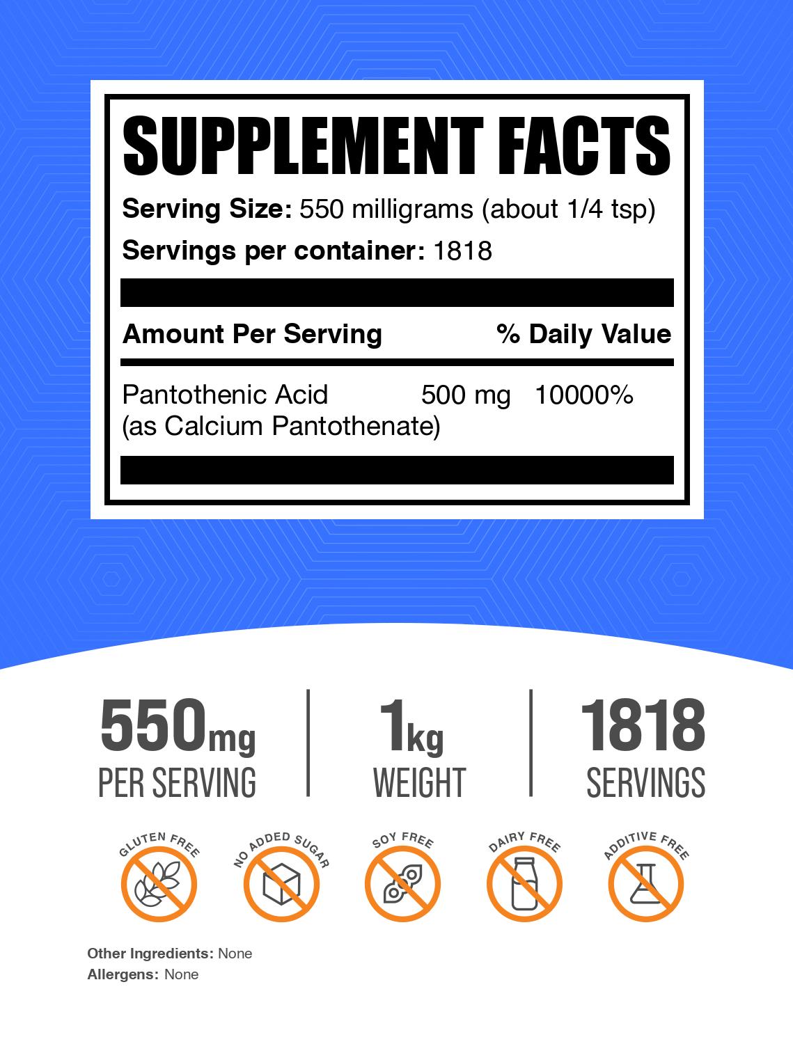 Vitamin B5 Powder label 1kg