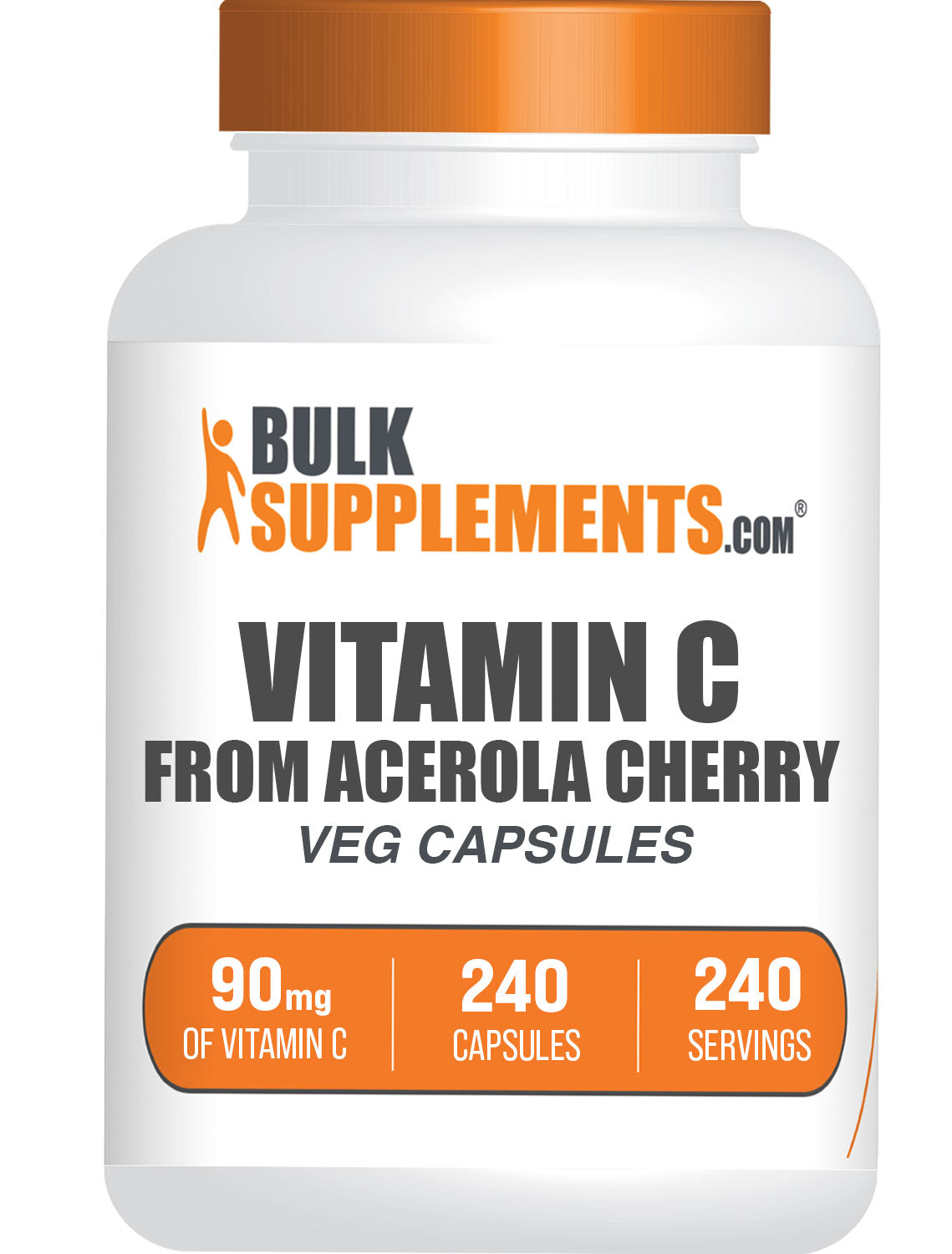 BulkSupplements.com Vitamin C from Acerola Cherry Capsules 240 ct bottle image