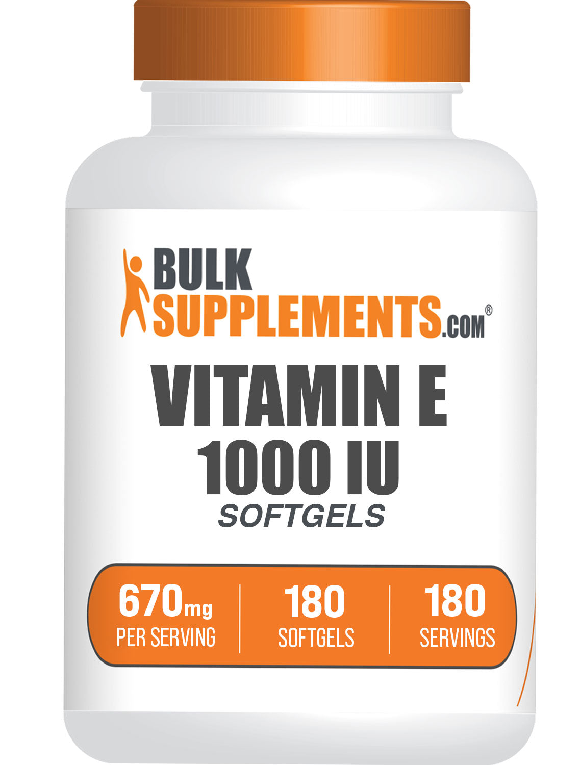 BulkSupplements.com Vitamin E (1000IU) 180 Softgels bottle image