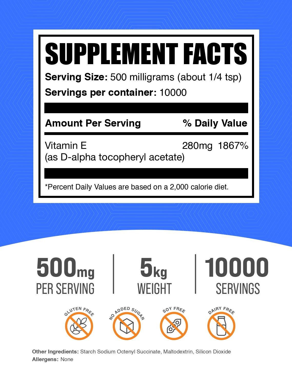 Vitamin E 400 IU powder label 5kg