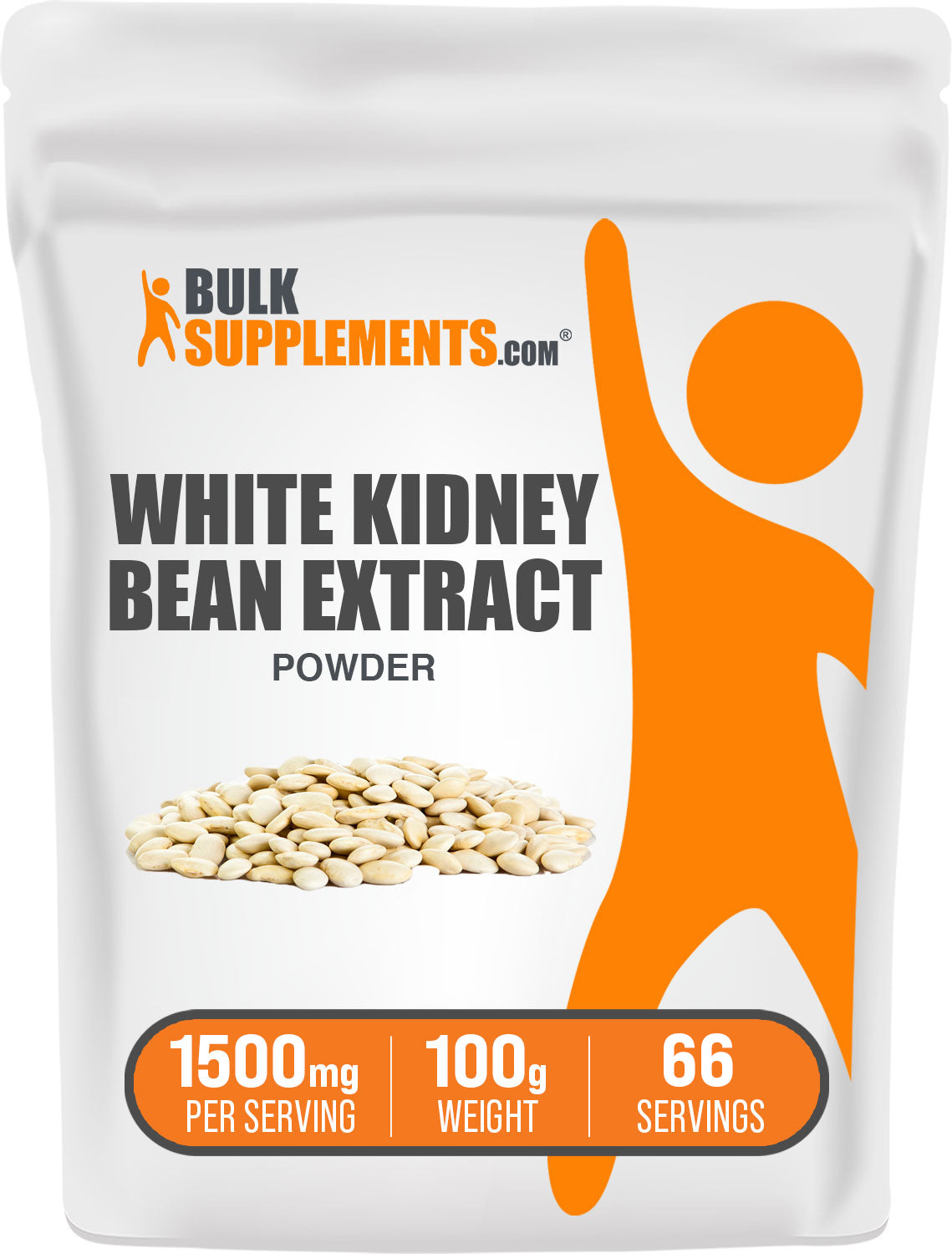 BulkSupplements.com White Kidney Bean Extract powder 100g bag image