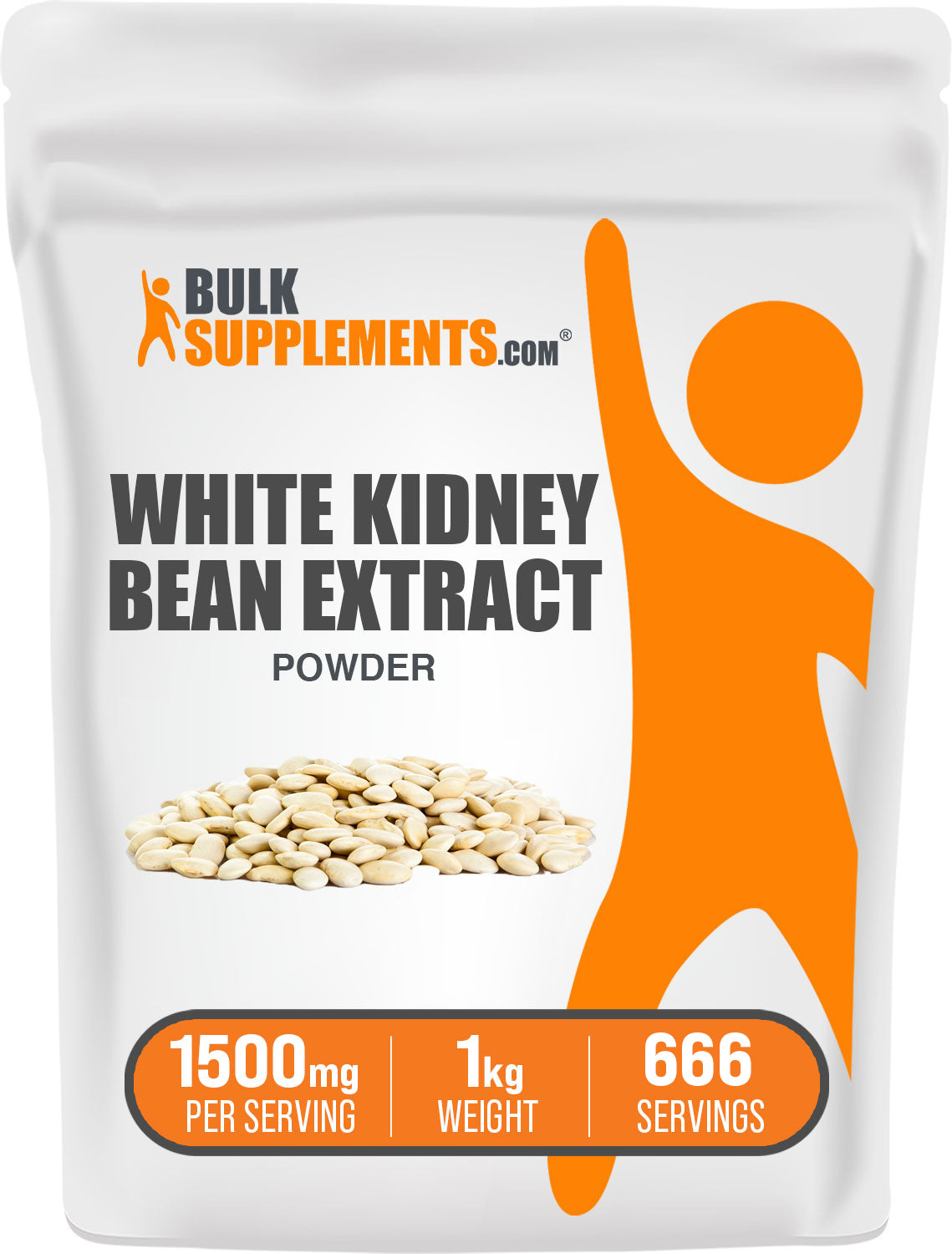 BulkSupplements.com White Kidney Bean Extract powder 1kg bag image