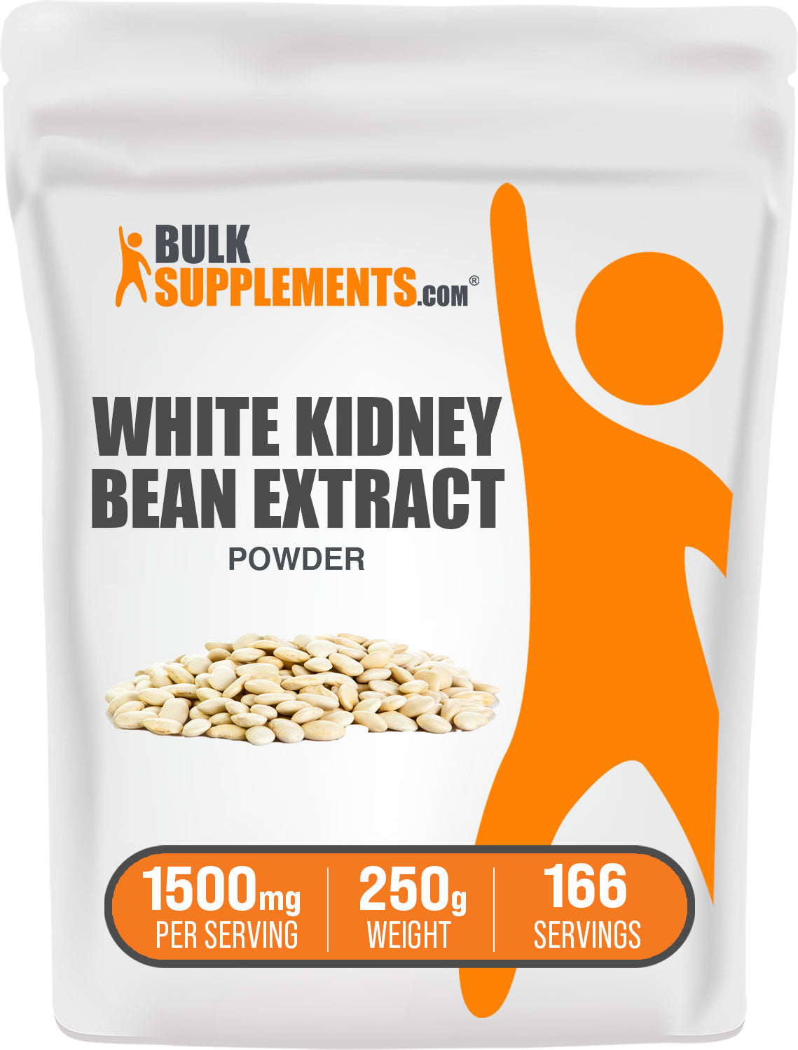 BulkSupplements.com White Kidney Bean Extract powder 250g bag image