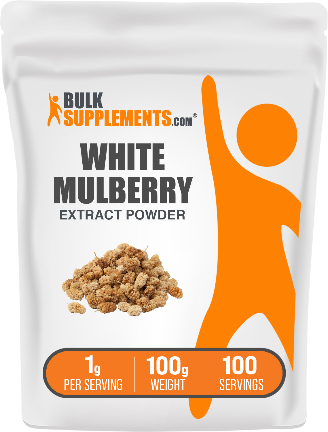 BulkSupplements.com White Mulberry Extract Powder 100g bag image