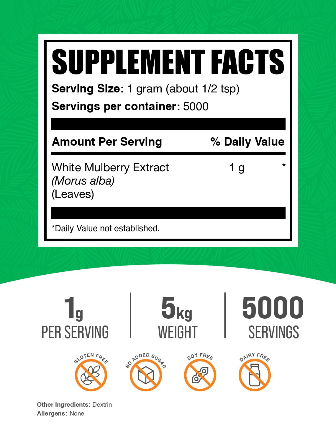 White mulberry extract powder label 5kg