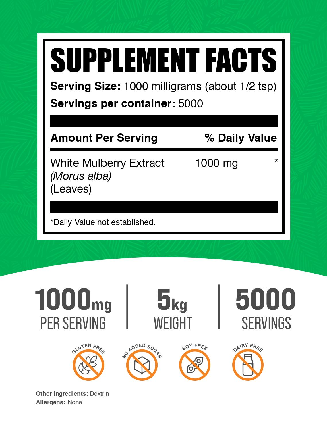 White Mulberry Extract powder label 5kg