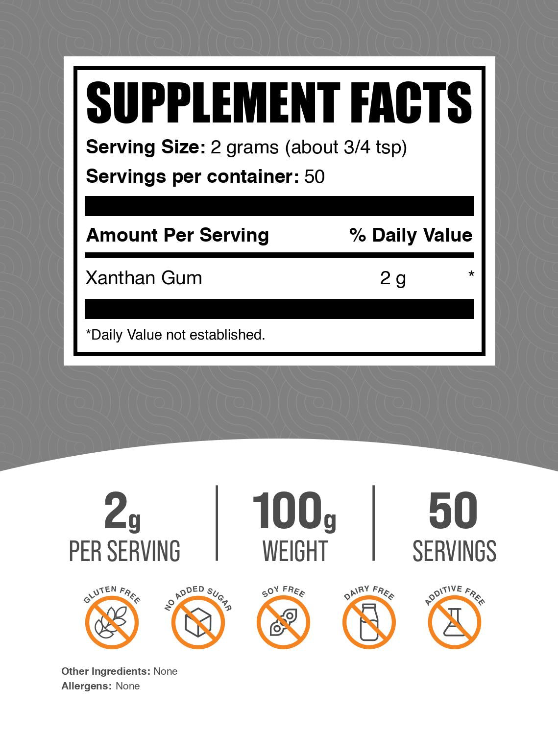 Xanthan Gum powder label 100g