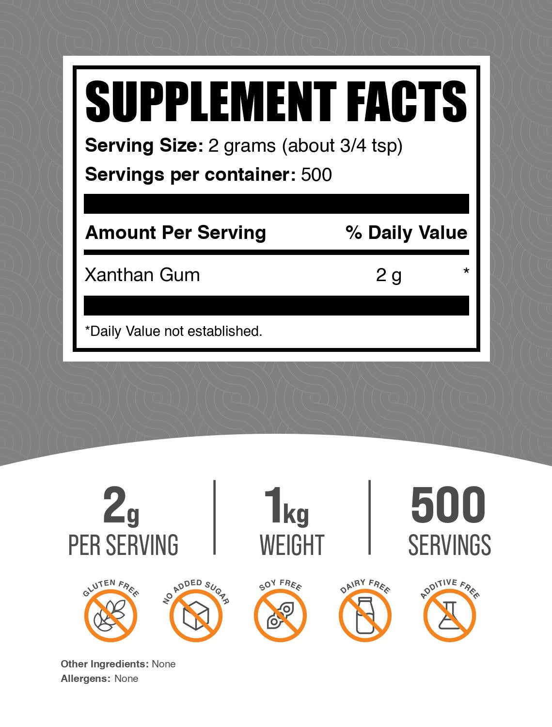 Xanthan Gum powder label 1kg