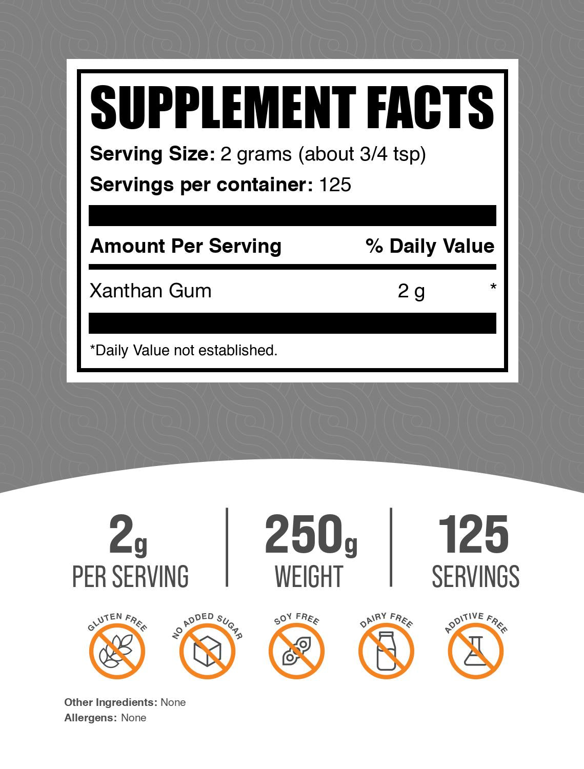 Xanthan Gum powder label 250g