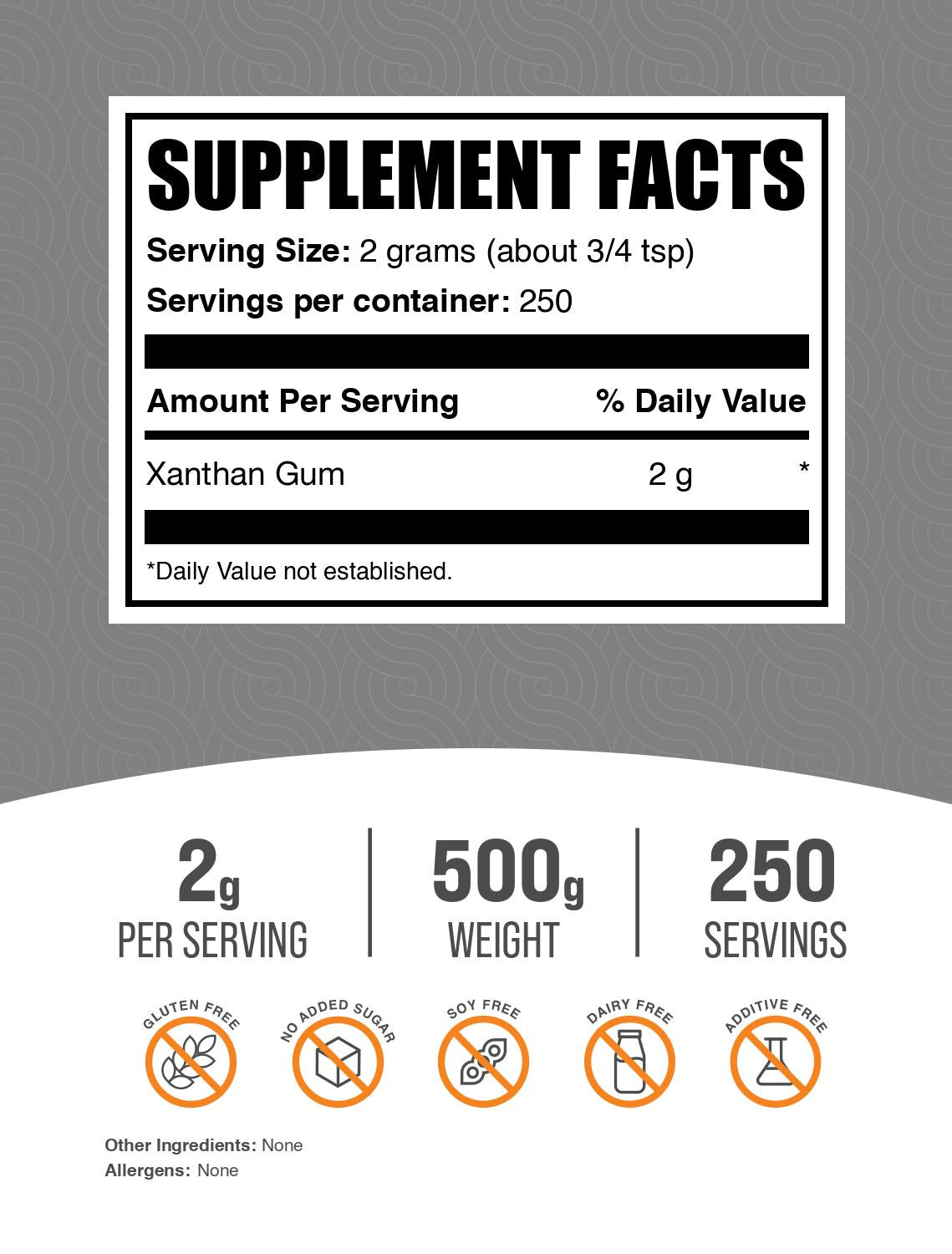 Xanthan Gum powder label 500g