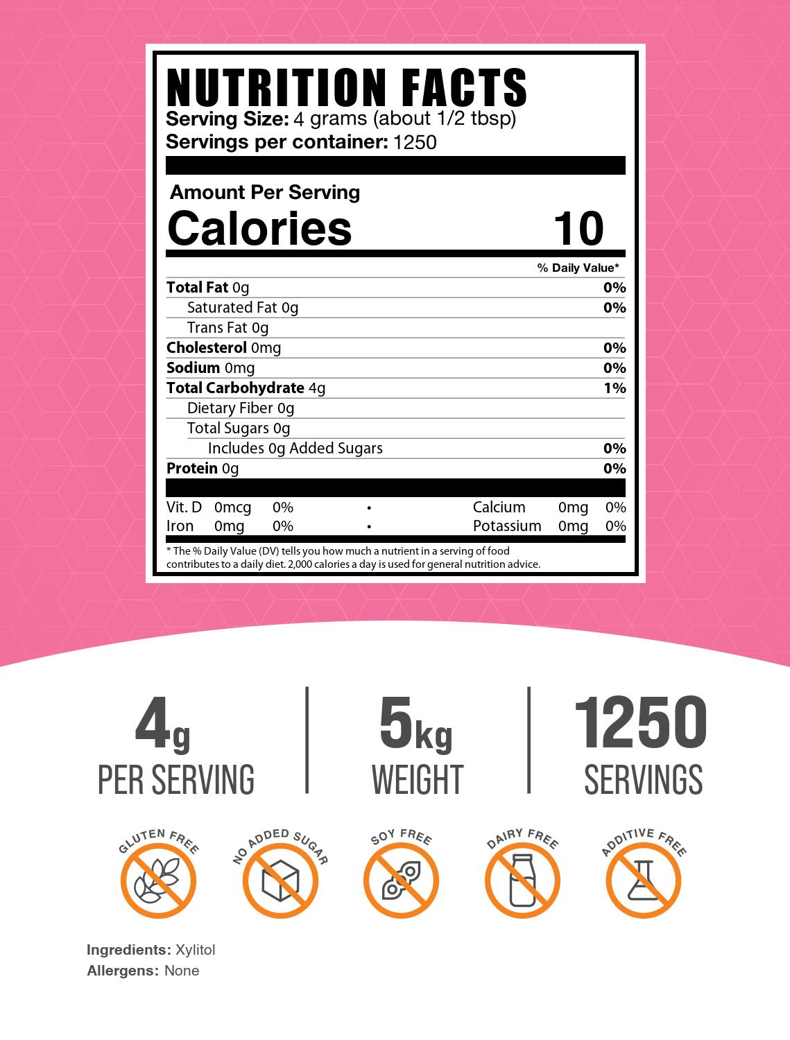 Xylitol powder label 5kg