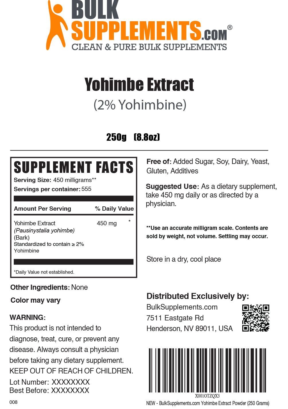 Pudră de extract de Yohimbe (2% Yohimbine)