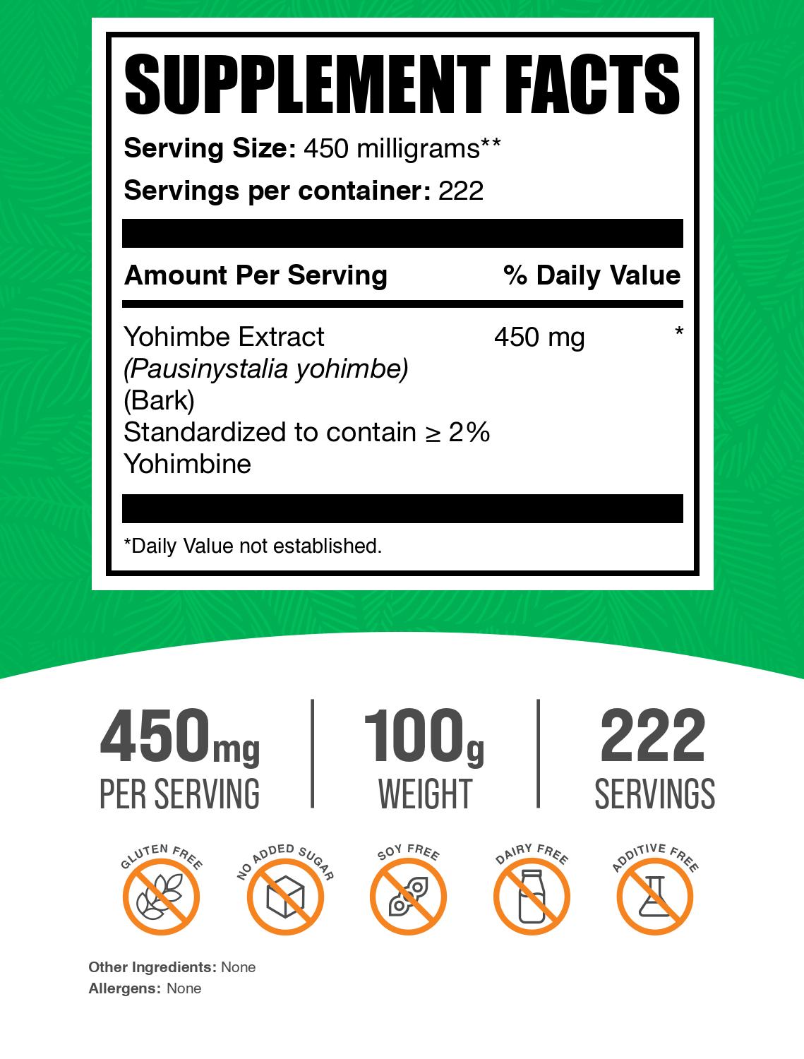 Yohimbe extract powder label 100g