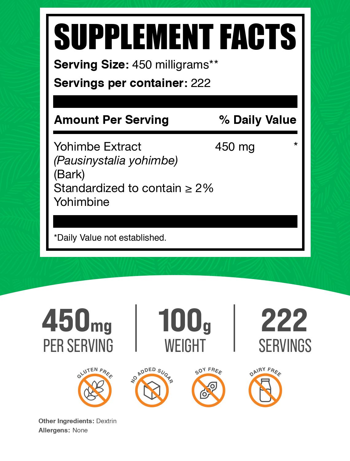 Yohimbe Extract powder label 100g