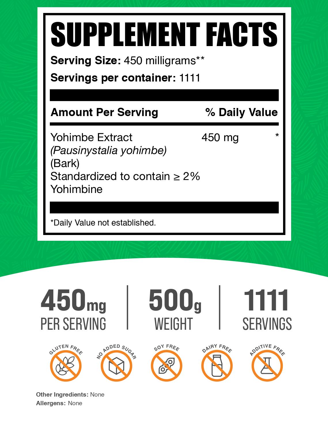 Yohimbe extract powder label 500g