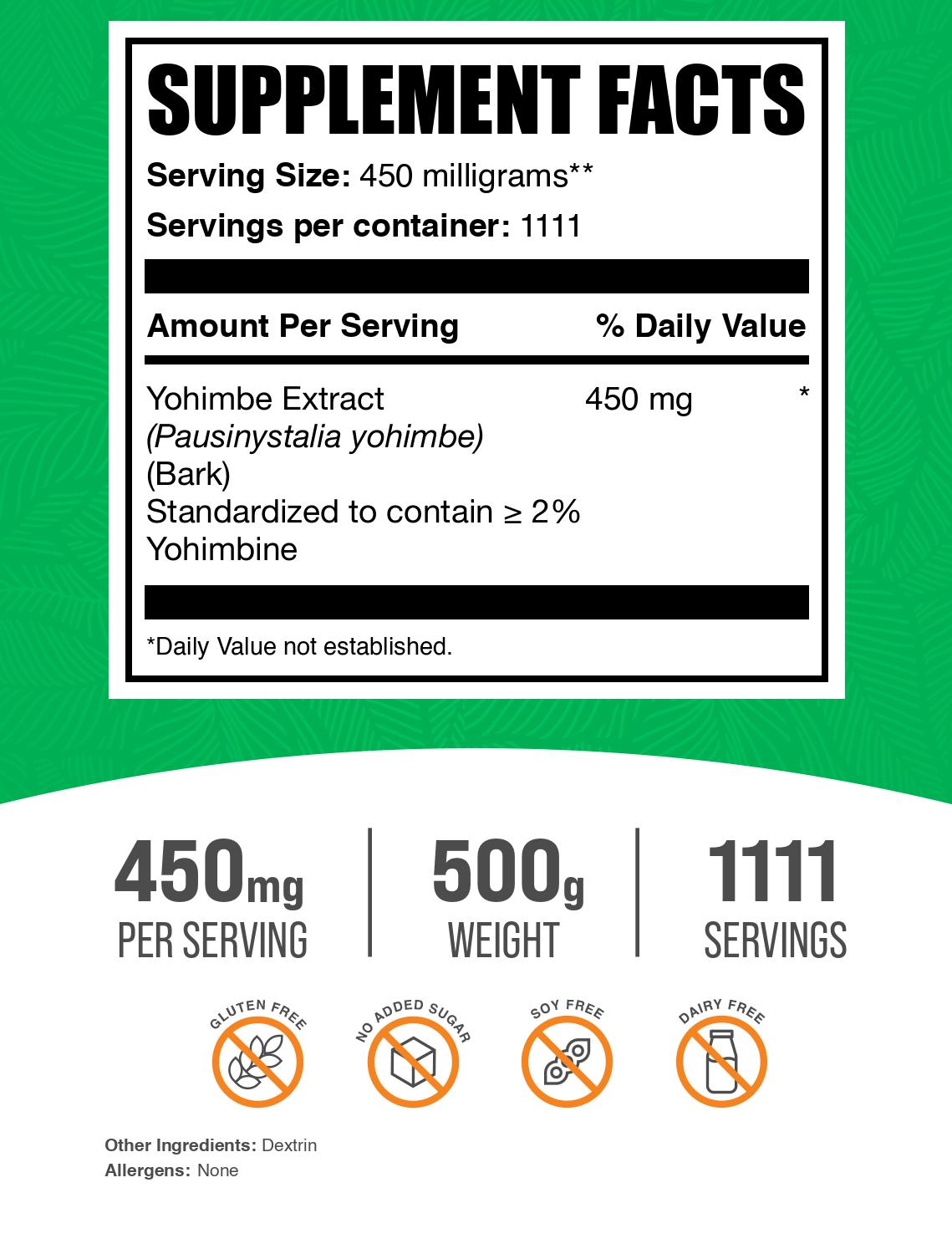 Yohimbe Extract powder label 500g