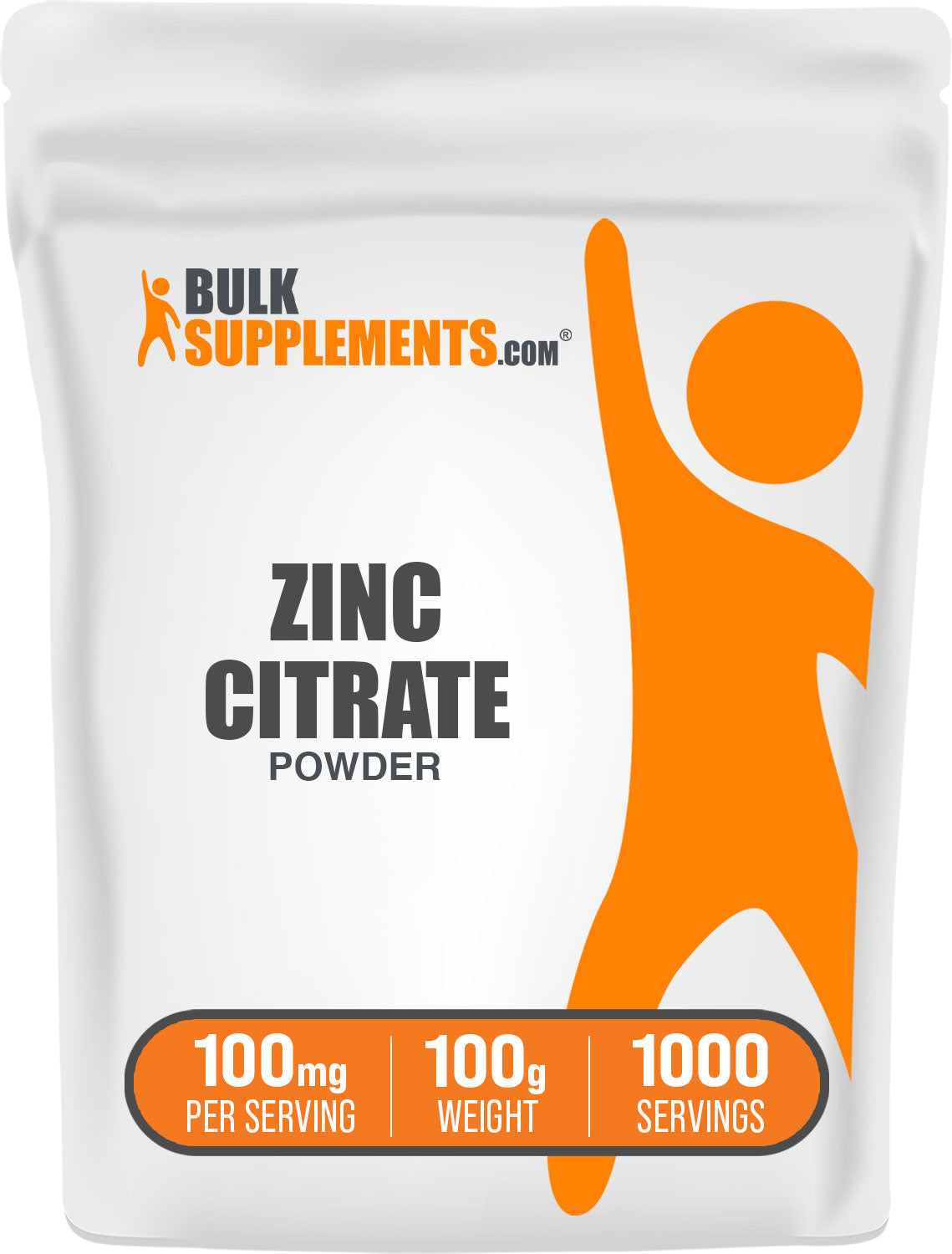 BulkSupplements.com Zinc Citrate Powder 100g bag image